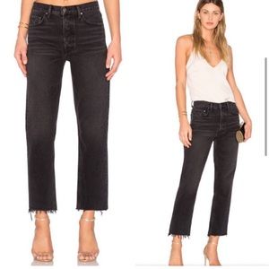 GRLFRND Women’s Helena Cut off Raw Hem Black jeans